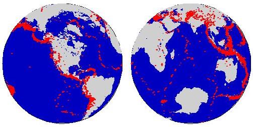 1992 world seismicity map